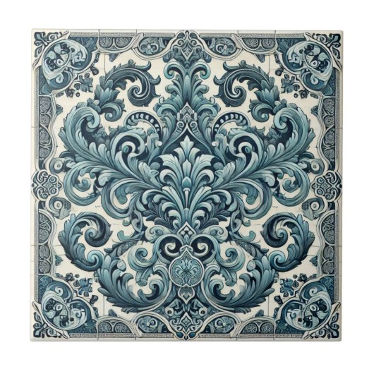 Carreau Elégance Turquoise - Design d'inspiration portugai (Devant)