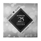 Carreau Élégant 25e anniversaire de Mariage d'argent (Devant)