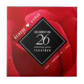 Carreau Élégant 26e anniversaire de Mariage Rose (Devant)