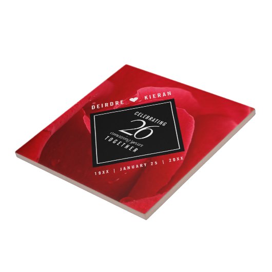 Carreau Élégant 26e anniversaire de Mariage Rose (Côté)