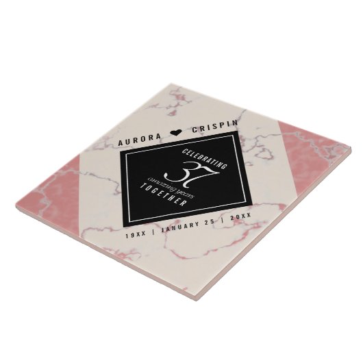 Carreau Élégant 37e anniversaire du Mariage Alabaster (Côté)