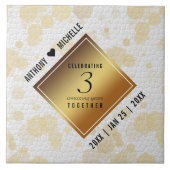 Carreau Élégant 3ème anniversaire de Mariage en cuir (Devant)