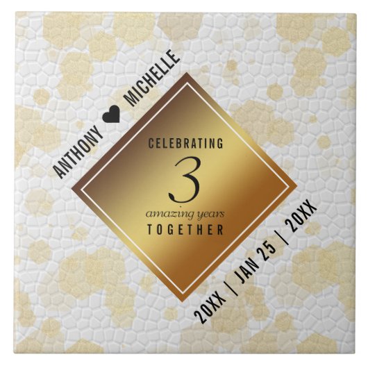 Carreau Élégant 3ème anniversaire de Mariage en cuir (Devant)