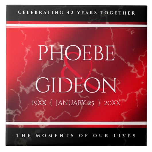 Carreau Élégant 42e anniversaire du Mariage Jasper (Devant)