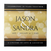 Carreau Élégant 50e anniversaire de Mariage d'or (Devant)