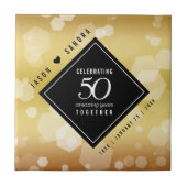 Carreau Élégant 50e anniversaire de Mariage d'or (Devant)