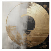 Carreau Elégant Abstrait Faux Gold & Monochrome Oil (Devant)