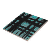 Carreau Élégant Abstrait Turquoise Black Plaid Motif (Côté)