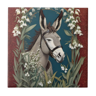 Carreau Élégant âne et Lily des fleurs de la vallée