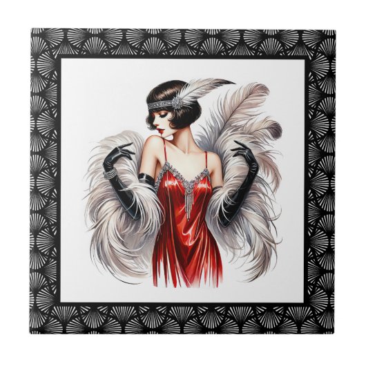 Carreau Elegant Art Deco lady (Devant)