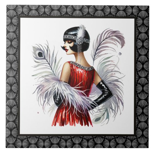 Carreau Elegant Art Deco lady  (Devant)