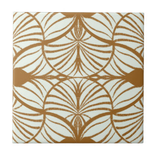 Carreau Elégant Art Déco Scallops Brown & Mint Gouache