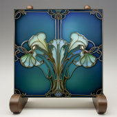 Carreau Elégant Art Nouveau Iris Bloom Carrelage en cérami