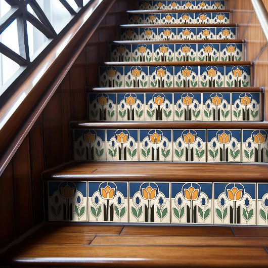 Carreau Elegant Art Nouveau Tulip Ceramic Tile