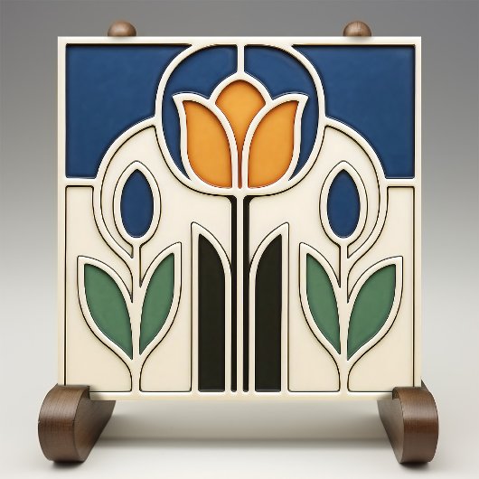 Carreau Elegant Art Nouveau Tulip Ceramic Tile