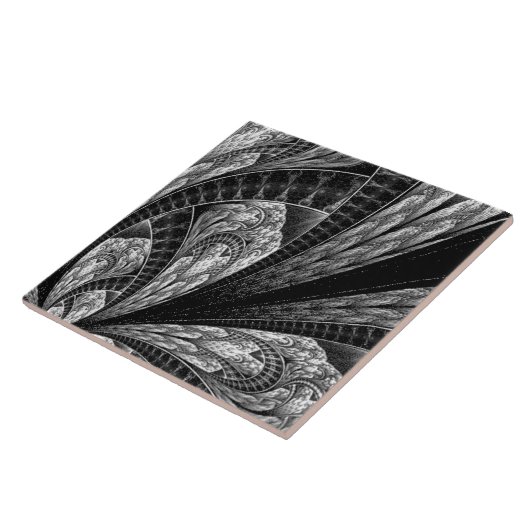 Carreau Elégant Art numérique Fractal Silver Design (Côté)