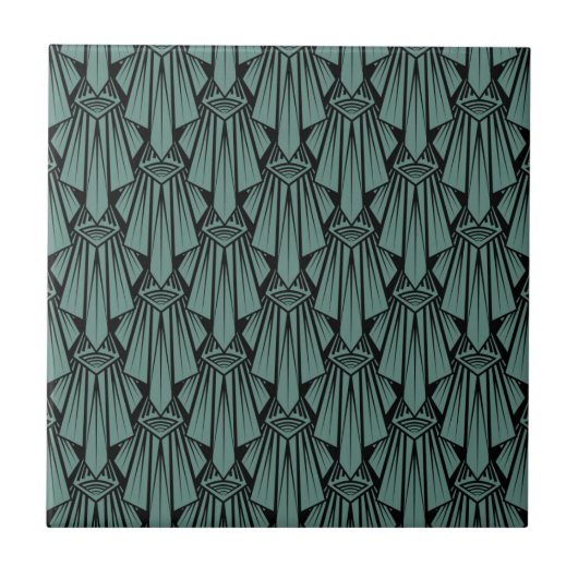 Carreau Élégant art sombre déco éléments géométriques abst (Devant)