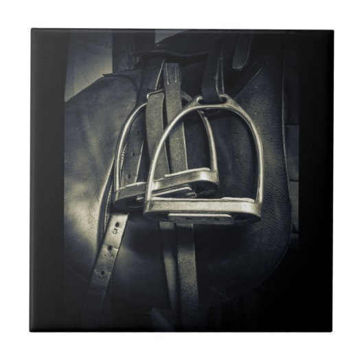 Carreau Élégant bâton d'argent sur selle d'équitation angl (Devant)