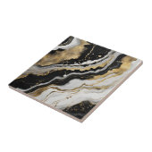 Carreau Elegant Black Gold & White Agate Marble Fluid Art (Côté)