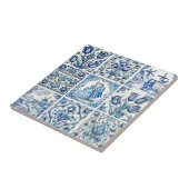 Carreau Elégant Bleu Pays toile fleurie (Côté)