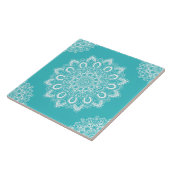 Carreau Elégant bleu Turquoise Aqua Boho Chic Mandala (Côté)