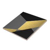 Carreau Élégant bloc de couleur gris or noir (Côté)