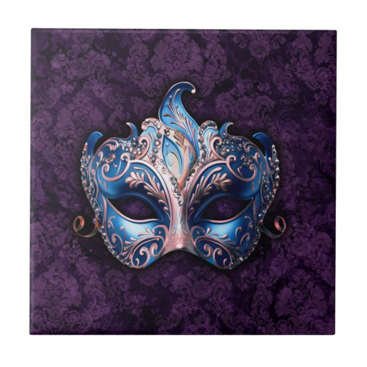 Carreau Elegant Blue Masquerade Mask (Devant)