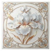 Carreau Elegant Blue Rose Gold Stylized Lilies (Devant)