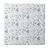 Carreau Elegant Blue Watercolor Botanical Pattern (Devant)