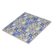 Carreau Elegant blue& white Portuguese Azulejo pattern  (Côté)
