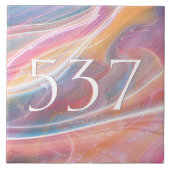 Carreau Élégant Blush Pink Marble Cute House Numéro Plaque (Devant)