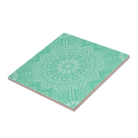 Carreau Elégant Boho vert clair Mandala (Côté)