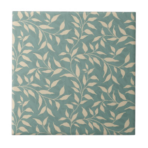 Carreau Elégant Botanique Leaf Dance Foliage Beige Turquoi