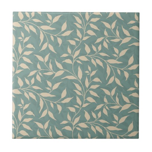 Carreau Elégant Botanique Leaf Dance Foliage Beige Turquoi (Devant)