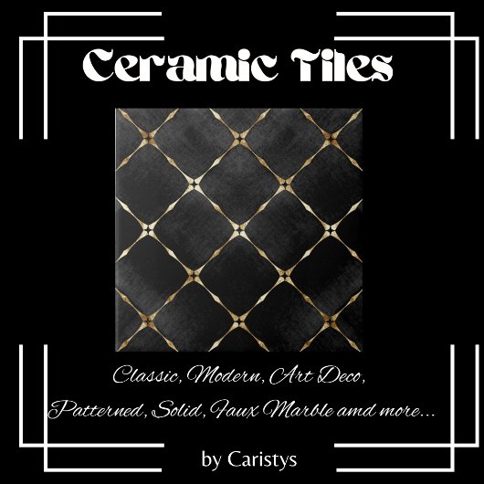 Carreau Élégant Carré noir et or