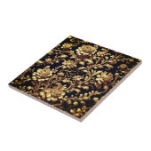 Carreau Elégant Carrelage en céramique noire & or Floral B (Côté)