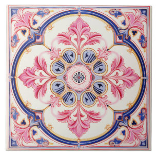 Carreau Élégant Carrelage en céramique rose et bleu Vintag