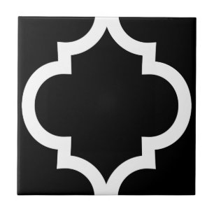Carreau Élégant carrelage en quatrefoil marocain noir et b
