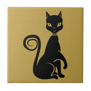 Carreau Élégant chat noir