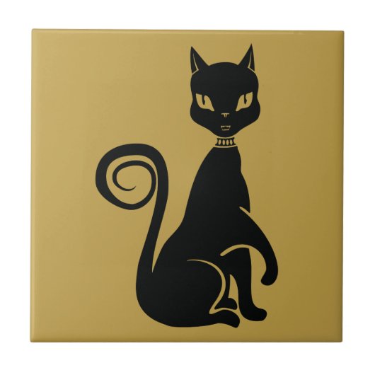 Carreau Élégant chat noir (Devant)