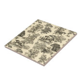 Carreau Élégant Cheval Rustique Arbres Beige Tan Toile (Côté)