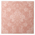 Carreau Elegant Chic Floral Damask-Peach<br><div class="desc">Elegant vintage-inspirred floral damask design featuring chic monochrome light-on-dark pastel peach flowers,  leafy scrolls and swaging of delicate lacy ribbons. This pattern is seamless and can be scaled up or down.</div>