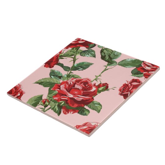 Carreau Elégant Chic Stylish Fleurs Filles Rose tendance (Côté)