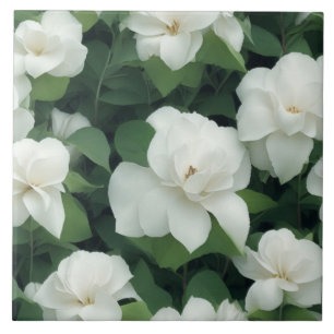 Carreau Élégant classique vert botanique blanc floral