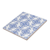 Carreau Elégant Cobalt bleu et blanc Floral Style Damask (Côté)
