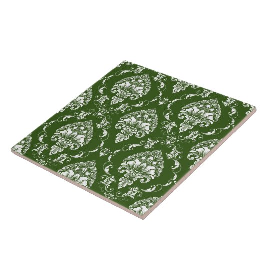 Carreau Élégant contraste classique motif victorien vert (Côté)