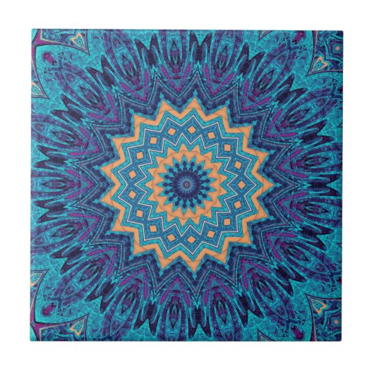 Carreau élégant cool bleu mandala moquette motif (Devant)