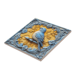 Carreau Elegant Cute Trendy Wildlife Floral Blue Bird