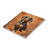 Carreau Elégant Dachshund Et Marigolds (Côté)