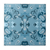 Carreau Elégant Damas Frosty Blue Winter Mosaic Motif (Devant)